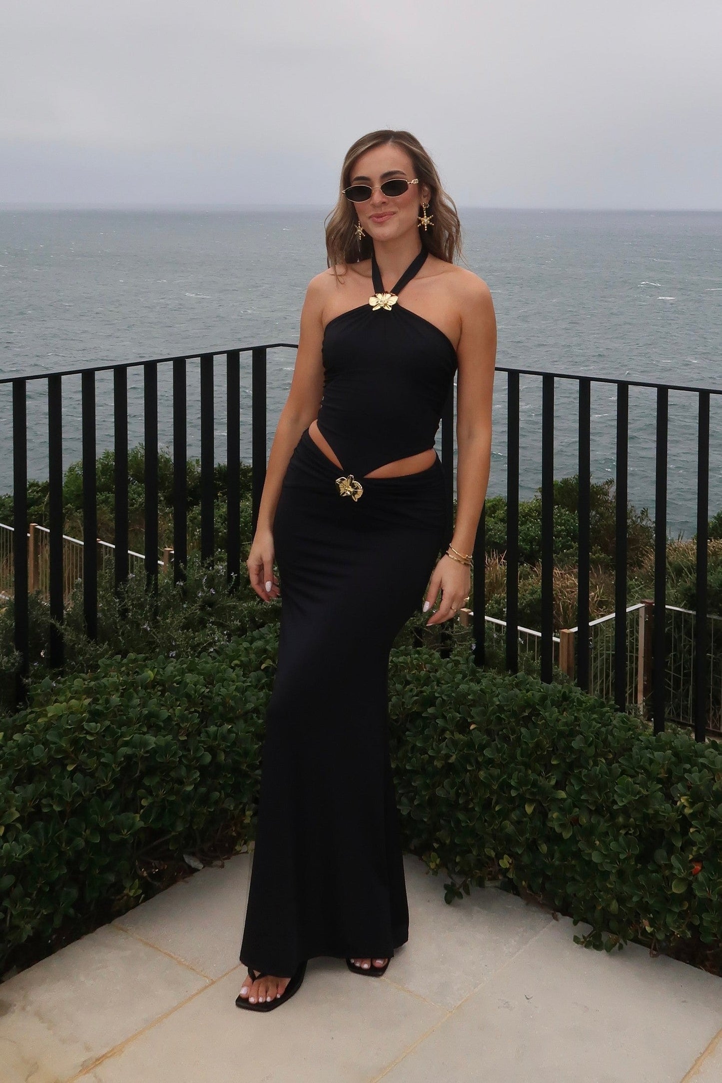 Imperial Orchid Maxi Dress Black