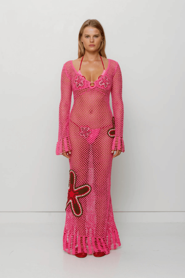 Elke Crochet Maxi Dress Candy
