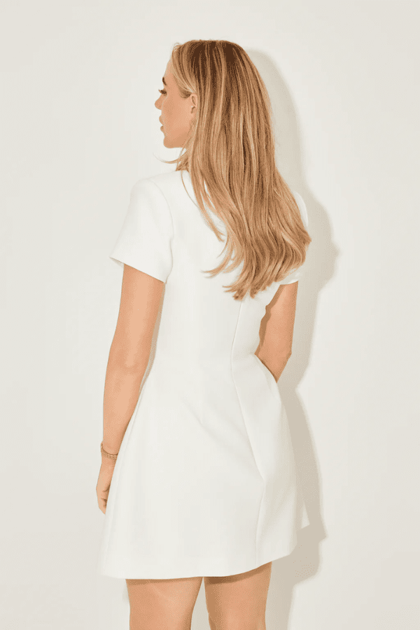 The Ultimate Muse Collared Mini Dress With Volume Skirt White