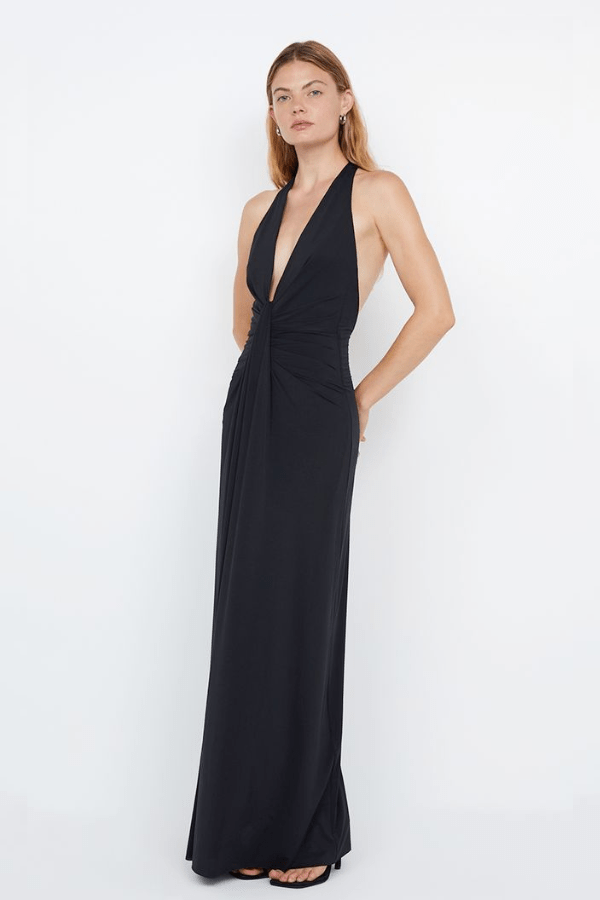 Tillie Drape Maxi Dress Black