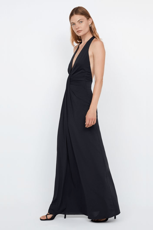 Tillie Drape Maxi Dress Black