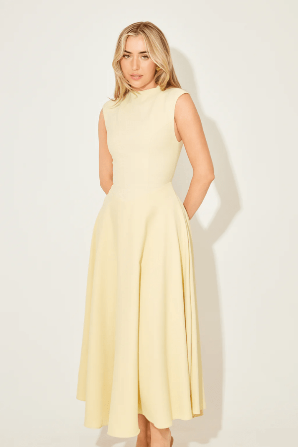 The Ultimate Muse Sleeveless High Waist Midi Dress Lemon