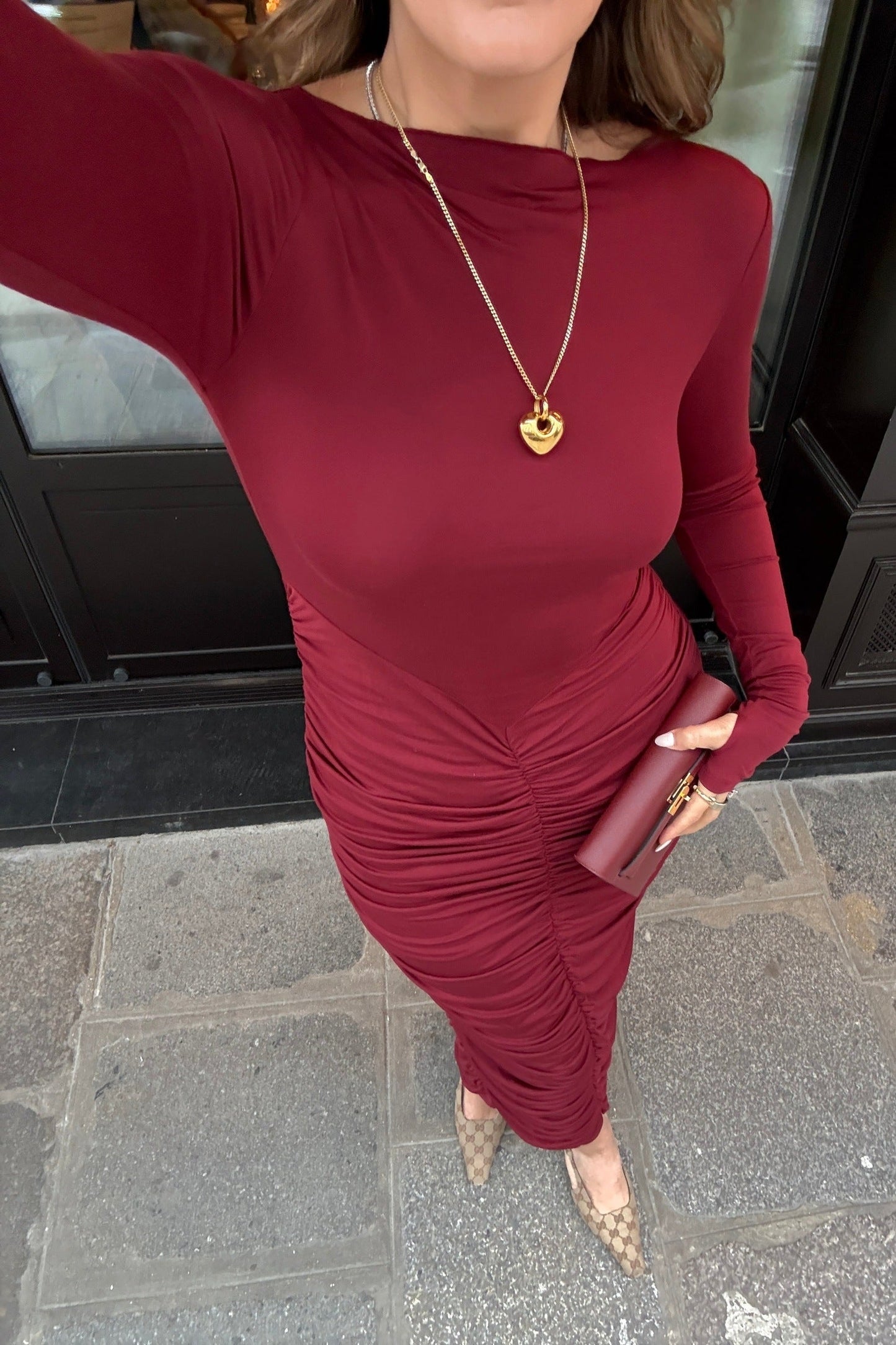 Caterina Midi Dress Burgundy