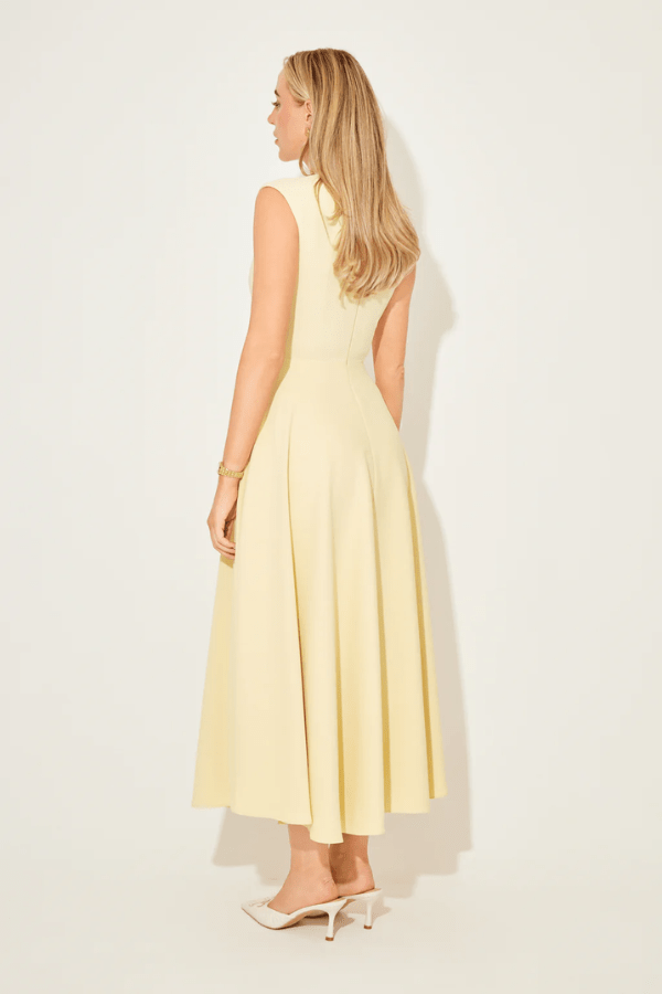 The Ultimate Muse Sleeveless High Waist Midi Dress Lemon