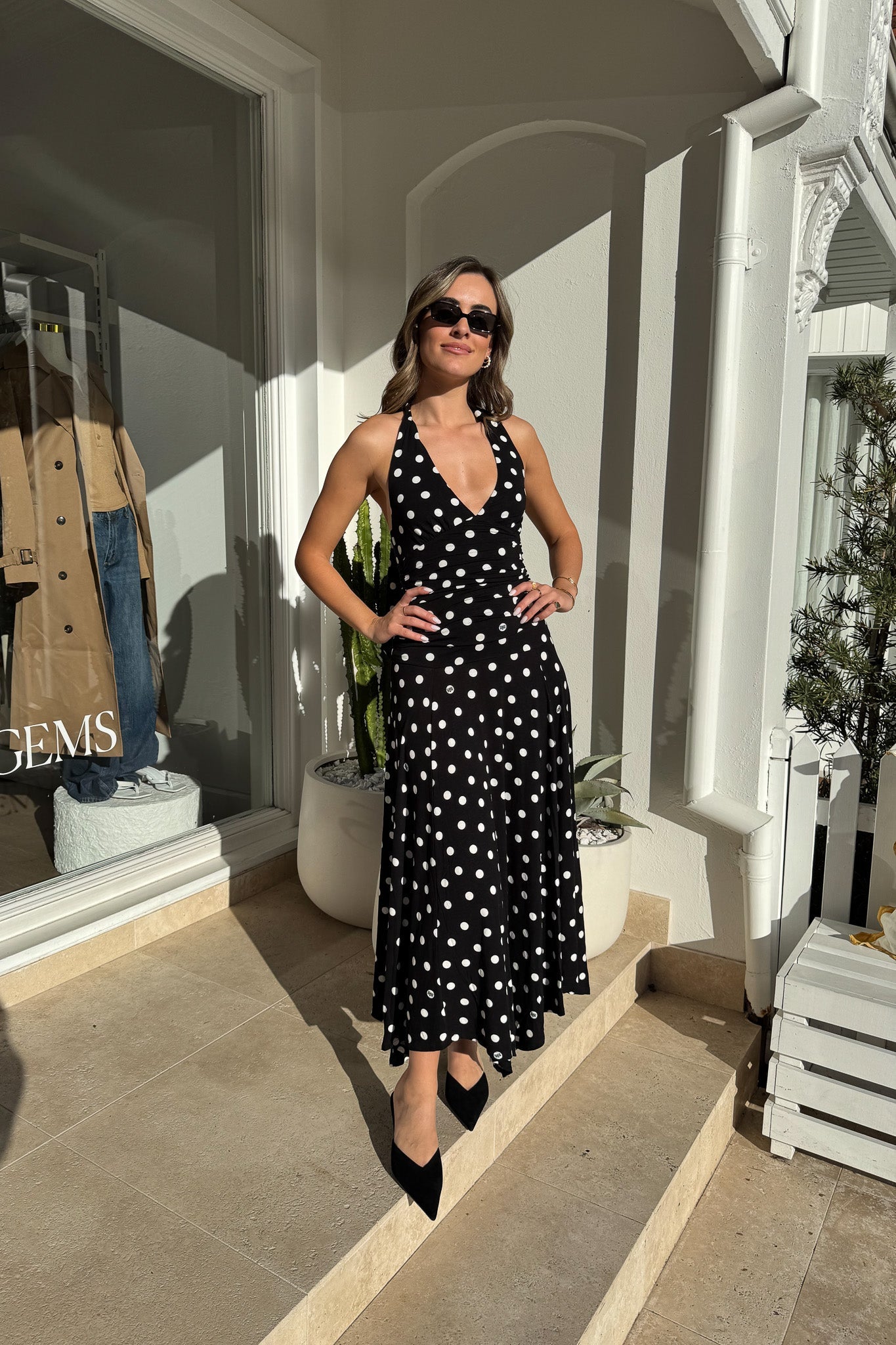 Paris Midi Dress Black Polka Dot