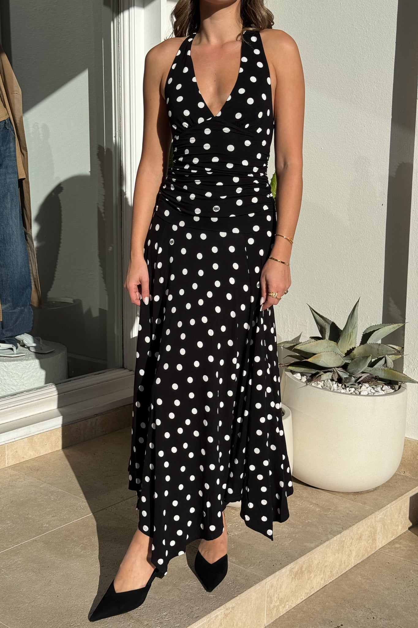Paris Midi Dress Black Polka Dot