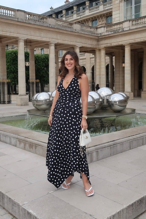 Paris Midi Dress Black Polka Dot