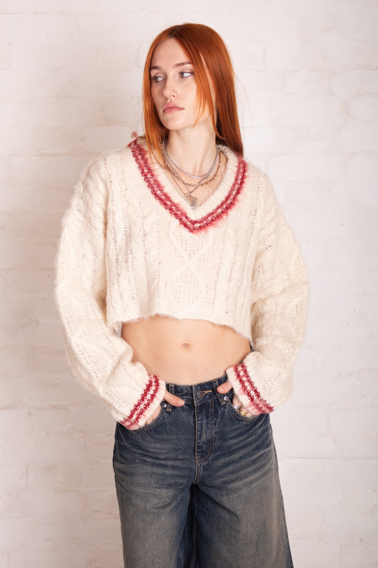 Load Varsity Crop Cable Knit
