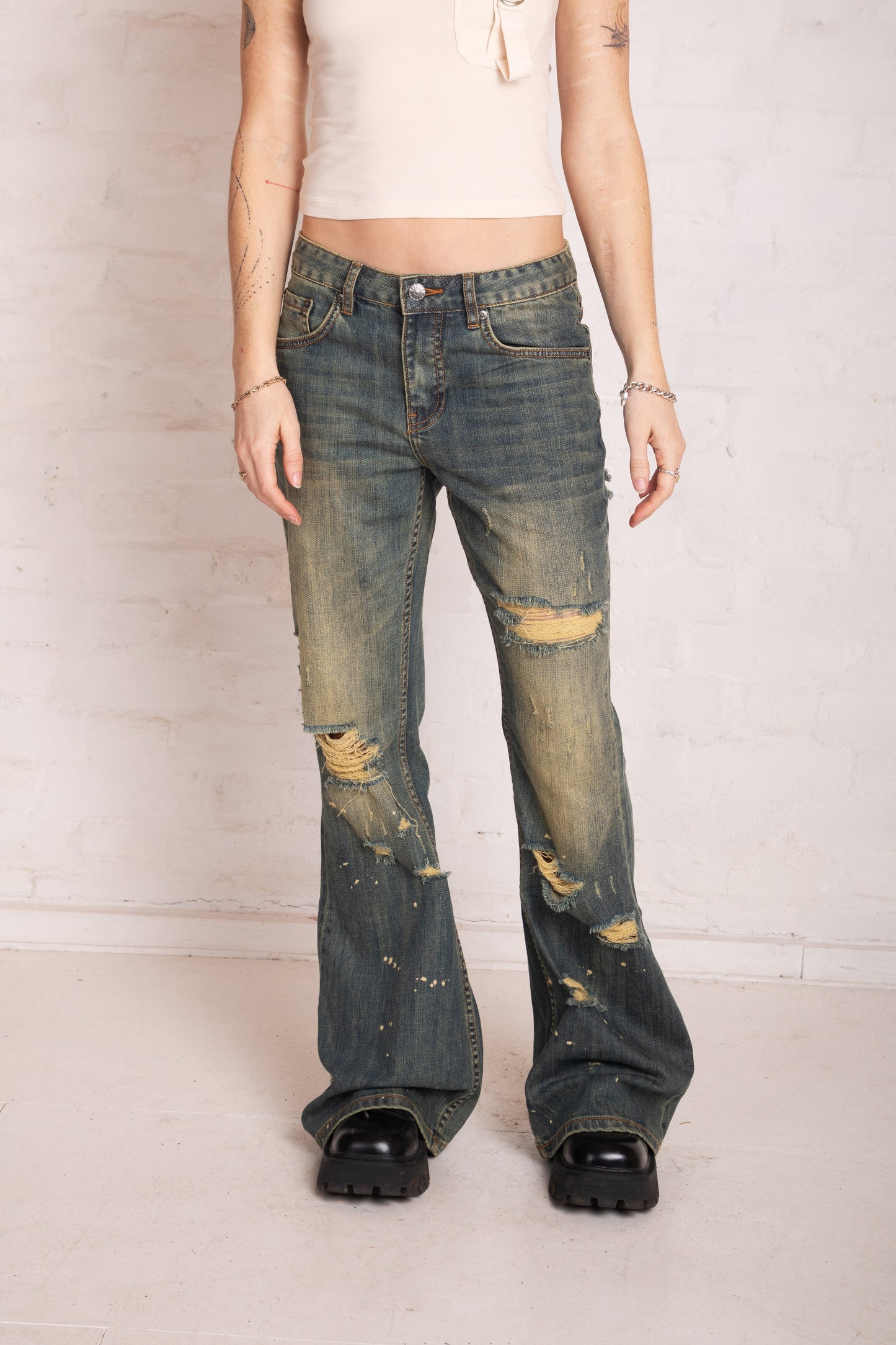 Alexa Distressed Bootcut Jeans
