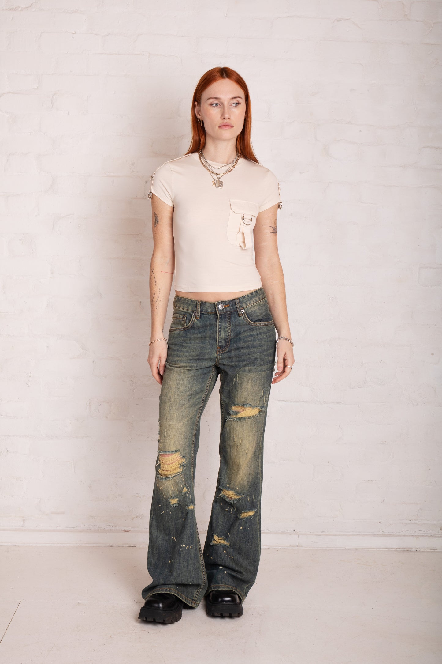 Alexa Distressed Bootcut Jeans