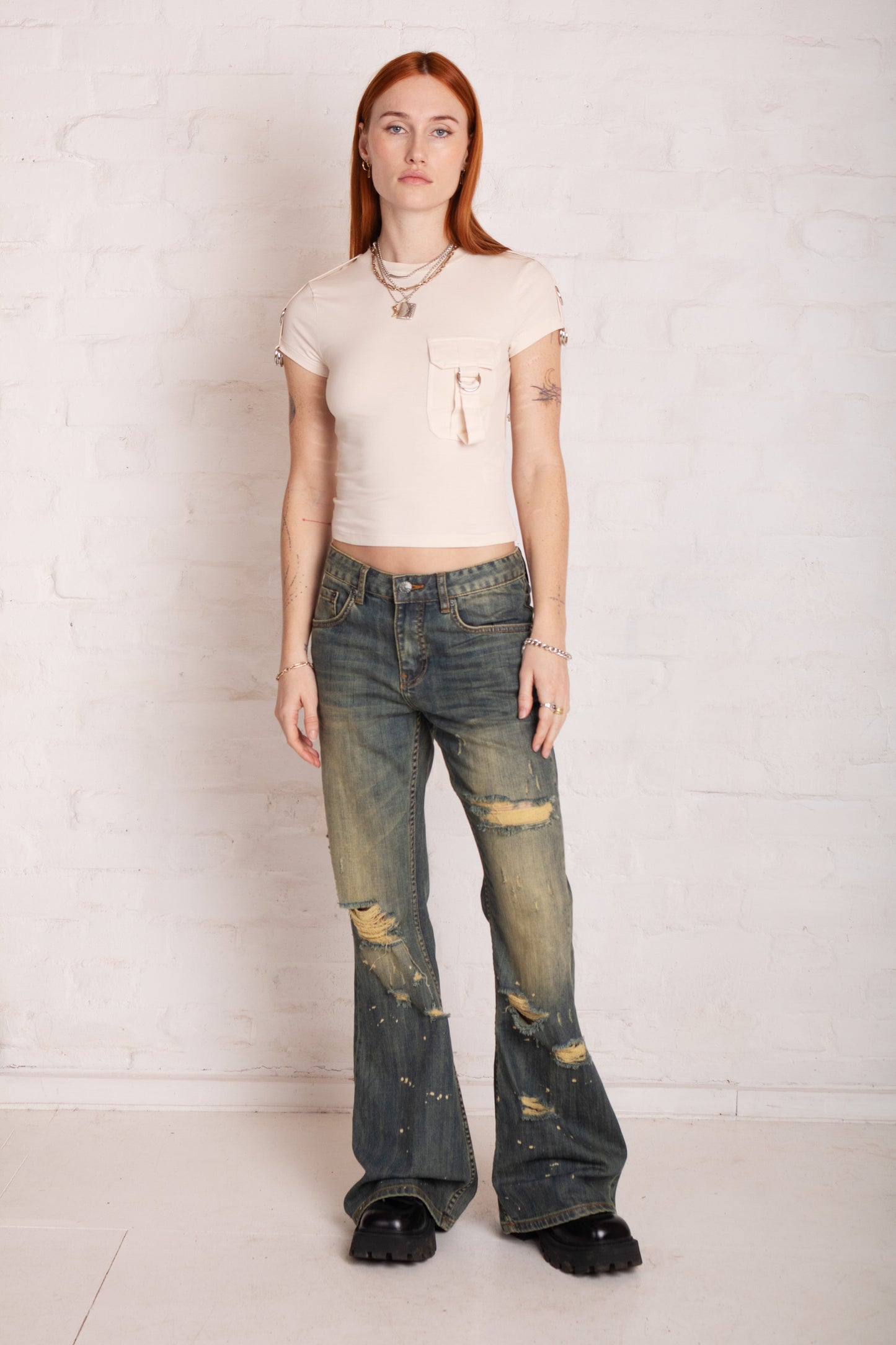 Alexa Distressed Bootcut Jeans