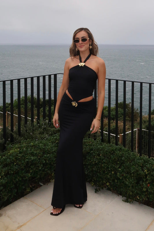 Imperial Orchid Maxi Dress Black