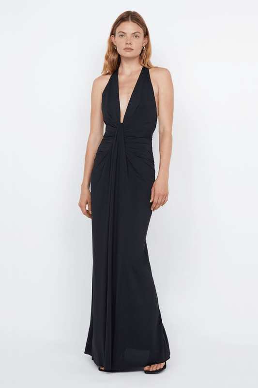 Tillie Drape Maxi Dress Black