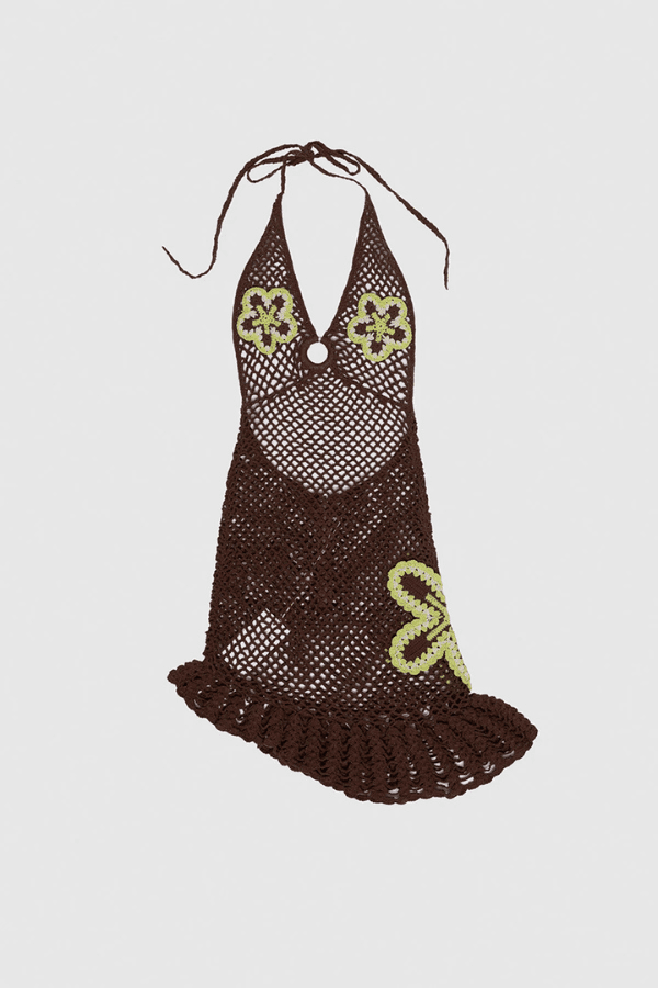 Elke Crochet Mini Dress Cocoa