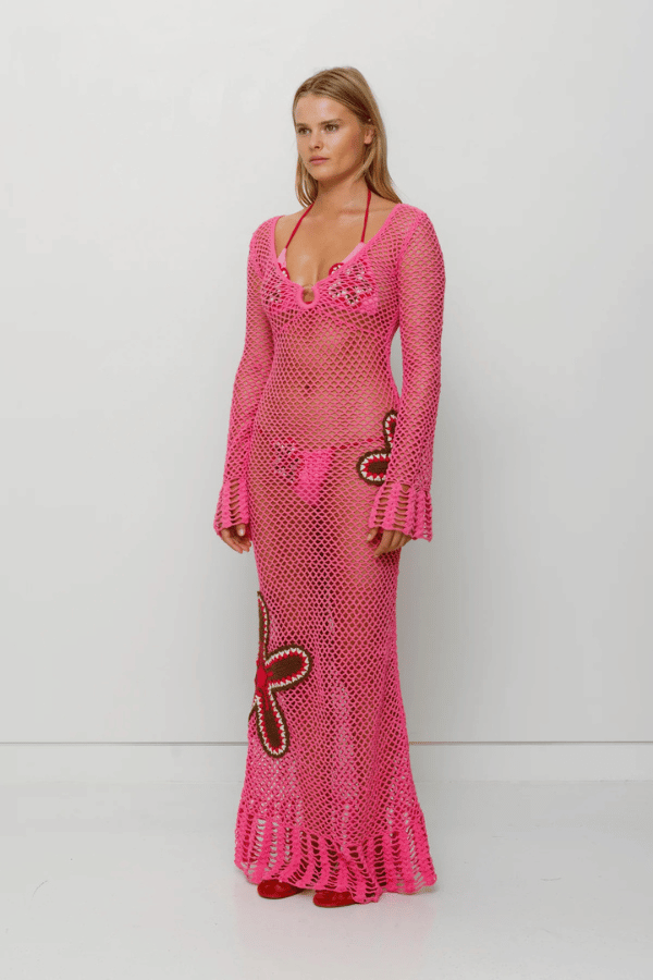 Elke Crochet Maxi Dress Candy