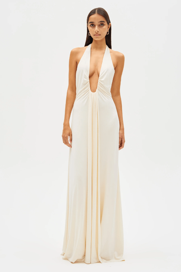 Jennifer Cupro Maxi Dress Ivory