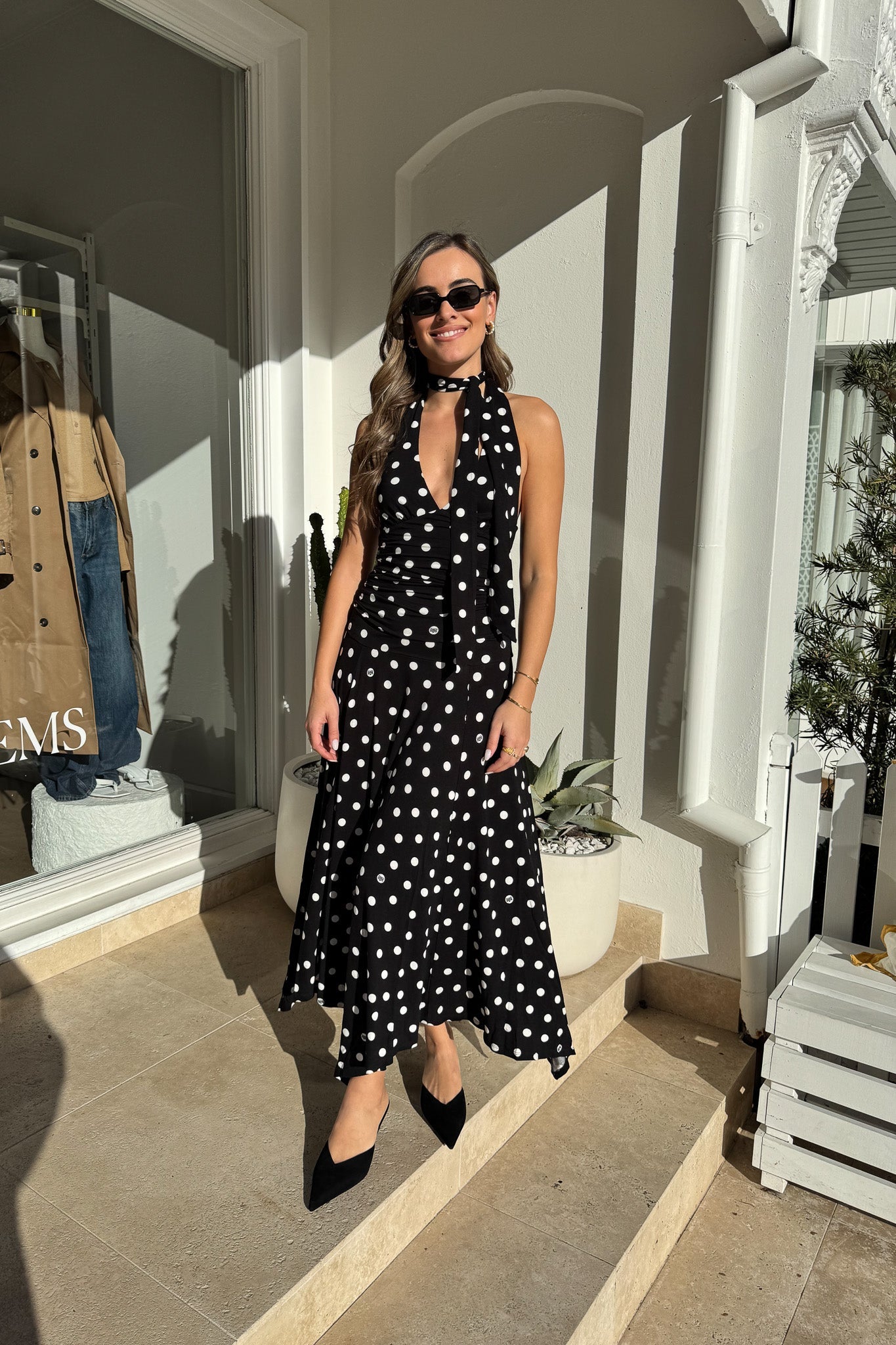 Paris Midi Dress Black Polka Dot