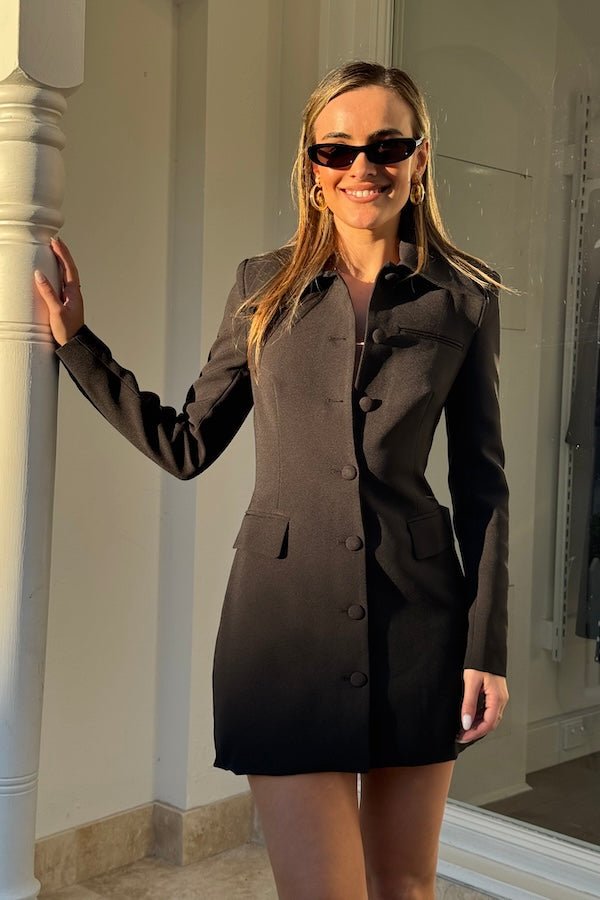 The Ultimate Muse Structured Button Dress Black