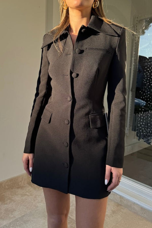 The Ultimate Muse Structured Button Dress Black