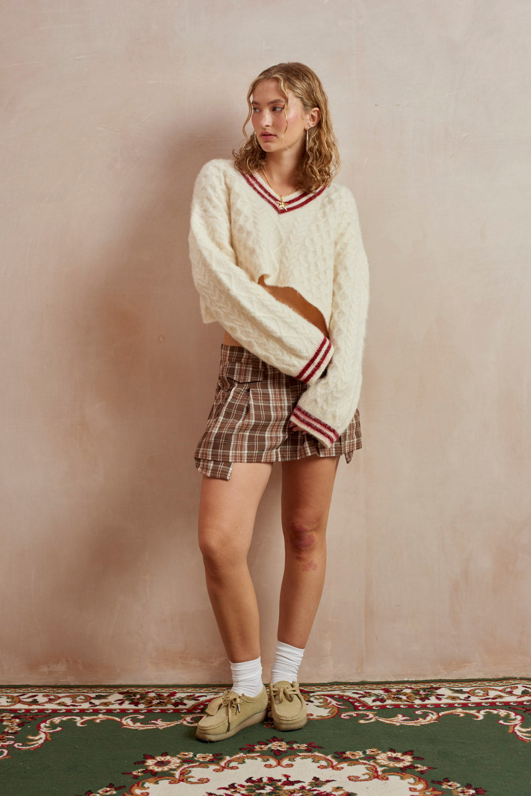 Load Varsity Crop Cable Knit