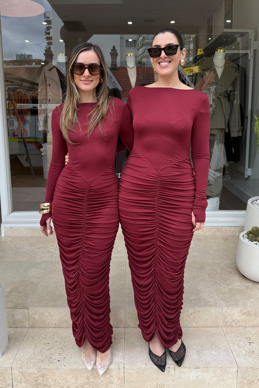 Caterina Midi Dress Burgundy